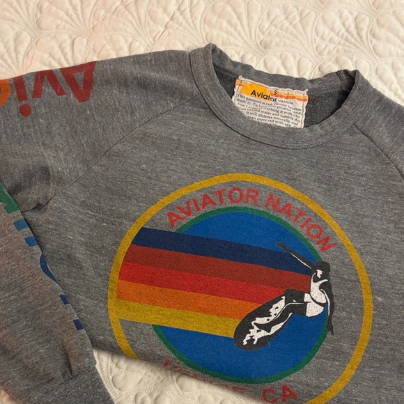 Aviator Nation Tops - Aviator Nation Gray Sweatshirt with Rainbow Graphic
